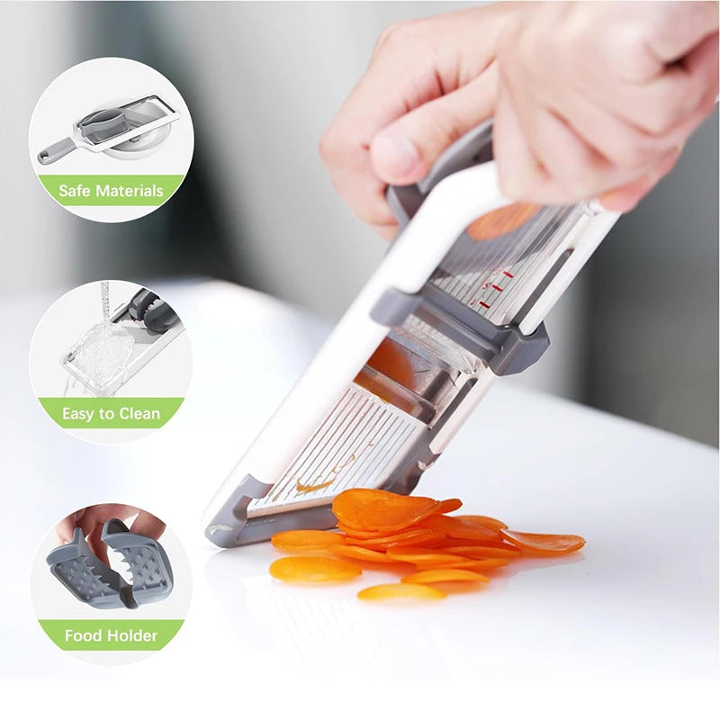 Handheld Mandoline Slicer with Adjustable Stainless Steel Blade