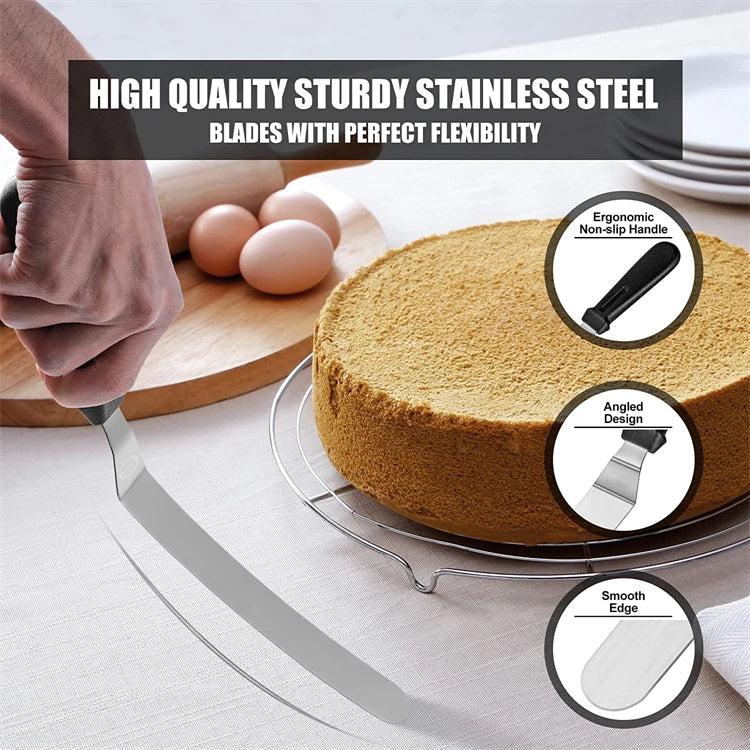 Stainless Steel Offset Icing Spatula – Cake Decorating & Frosting Palette Knife – Ideal for Smoothing Buttercream & Spreading Icing – Available in 6 Inch, 8 Inch & 10 Inch