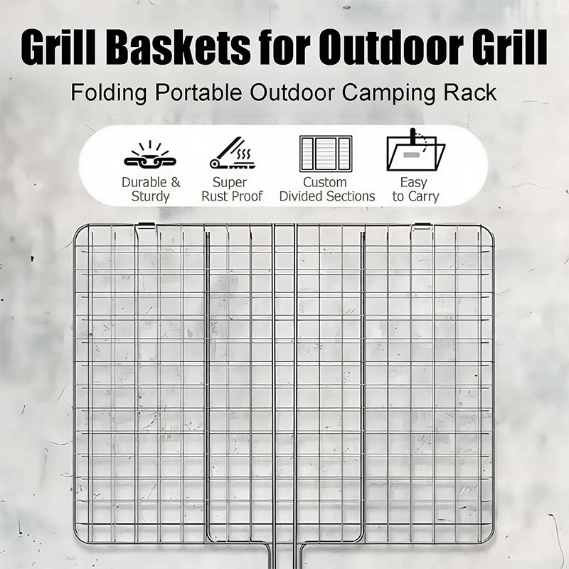 Foldable Stainless Steel BBQ Grill Basket