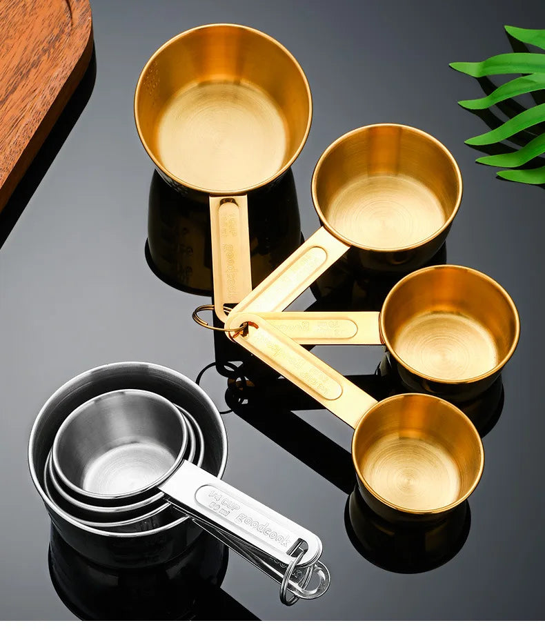 8 Piece Gold Measuring Cups And Spoons Set Stainless Steel