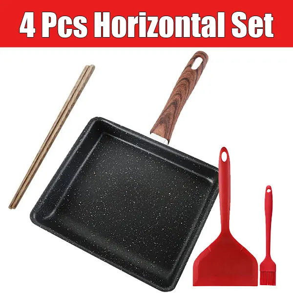 Non-Stick Tamagoyaki Pan 4 Pcs Horizontal Set