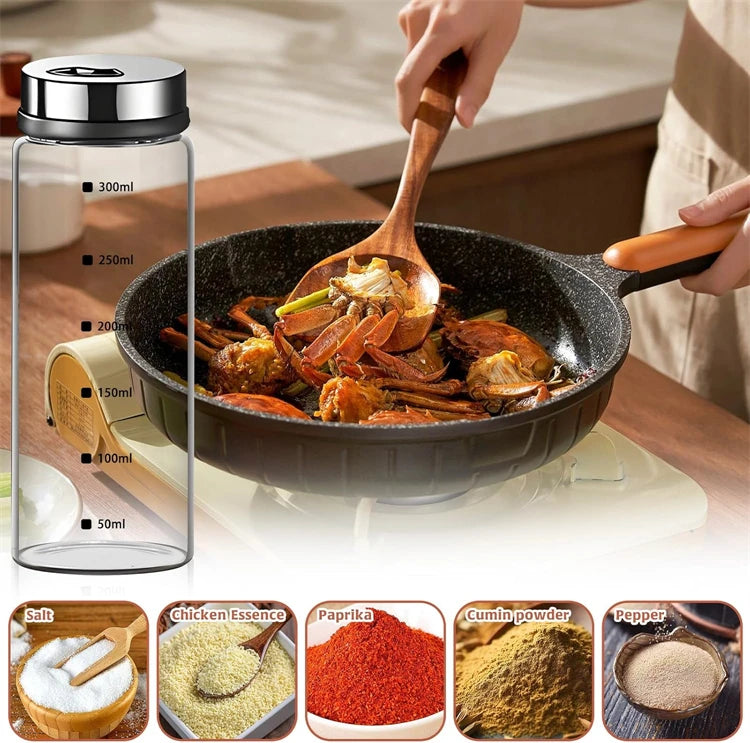 Glass Salt & Pepper Shaker Bottles with Adjustable Outlet Holes – Kitchen Spice Dispenser Jars – Ideal for Salt, Pepper, Herbs & Seasonings – Available in 150ml, 200ml, 300ml & 500ml
