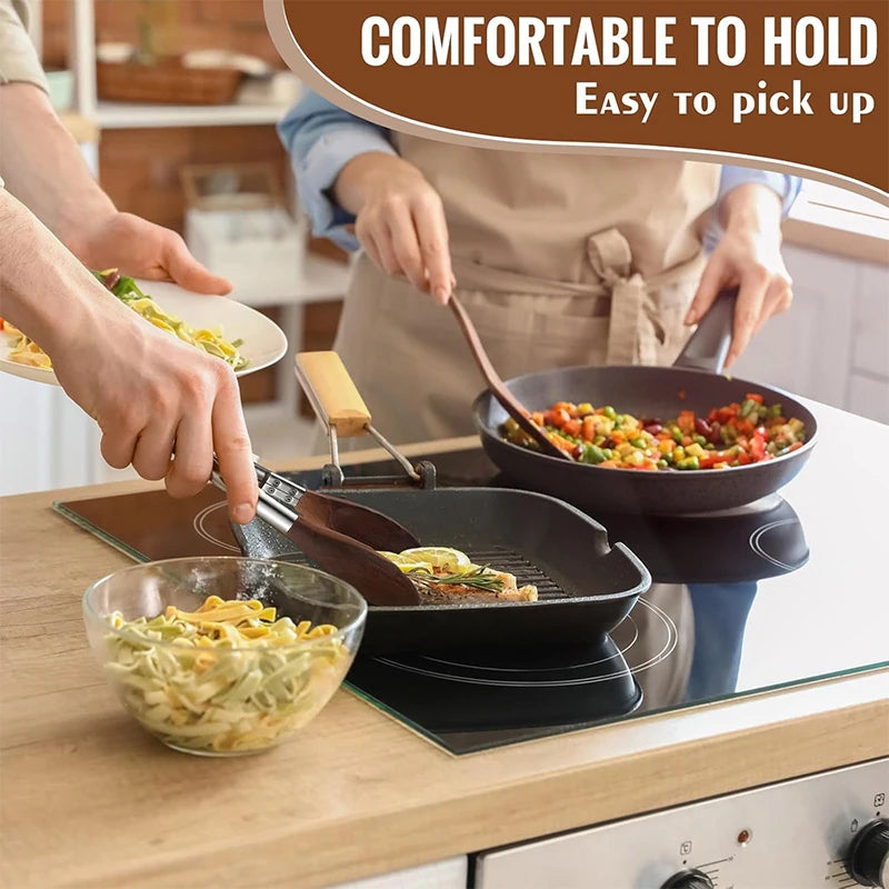 Stainless Steel Kitchen Tongs with Wooden Tips