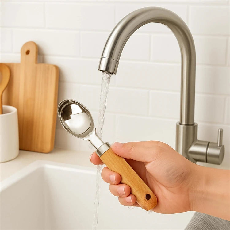 Stainless Steel Kitchen Gadget Set with Wooden Handle