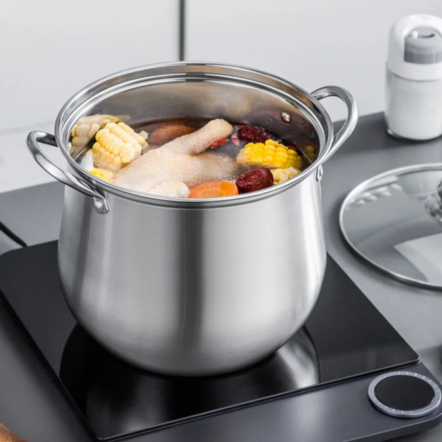 Stainless Steel Stock Pot with Glass Lid – Ideal for Soups, Stews & More