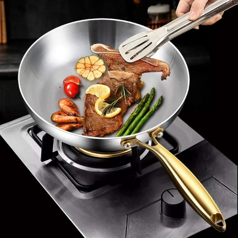 Non-Stick Stainless Steel Skillet – 316 Grade, Ideal for Cooking Steak and Versatile Dishes, Designed for Gas and Induction Stoves