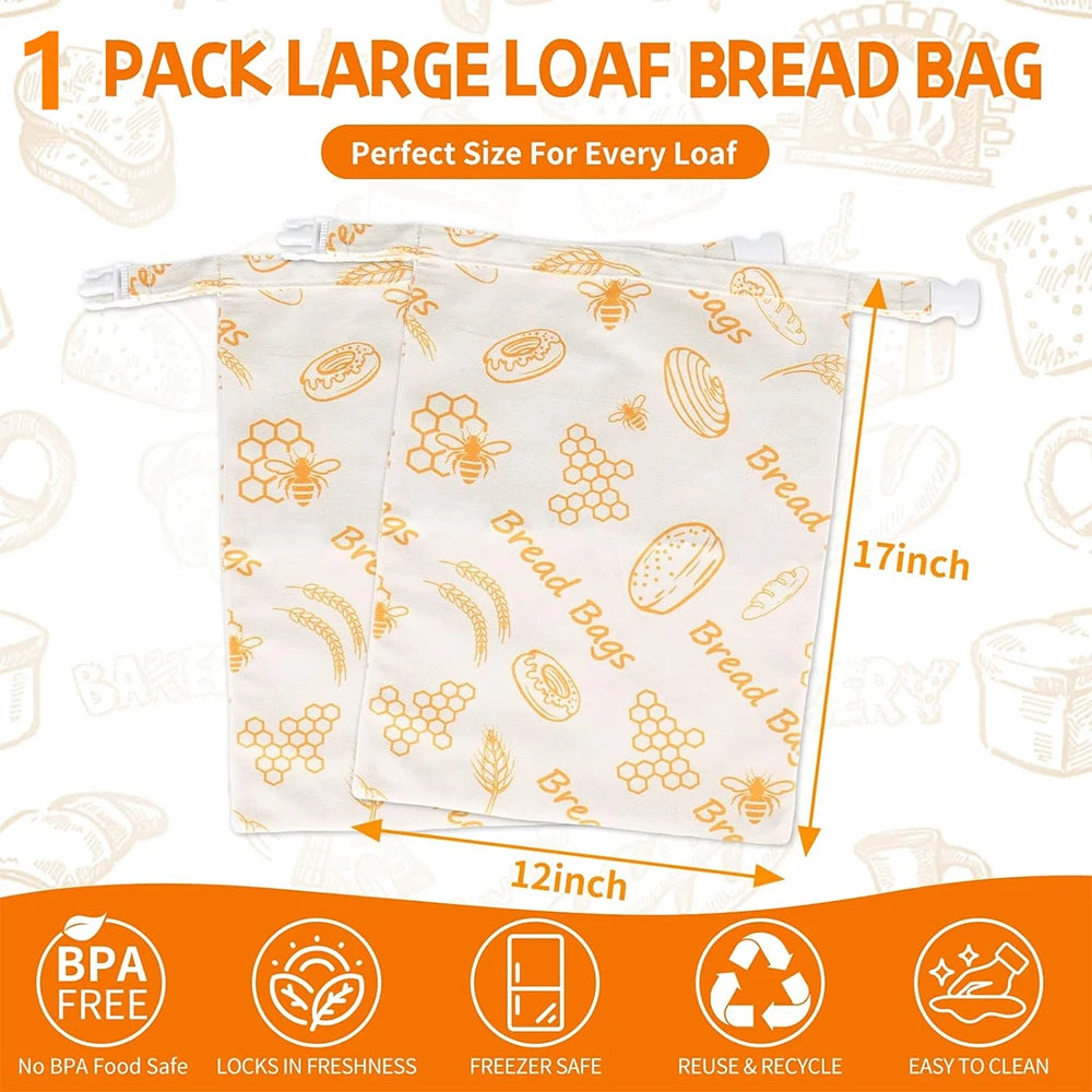 Reusable Beeswax Bread Bag – Linen & Cotton Sourdough Storage Bag – Ideal for Keeping Homemade Bread Fresh