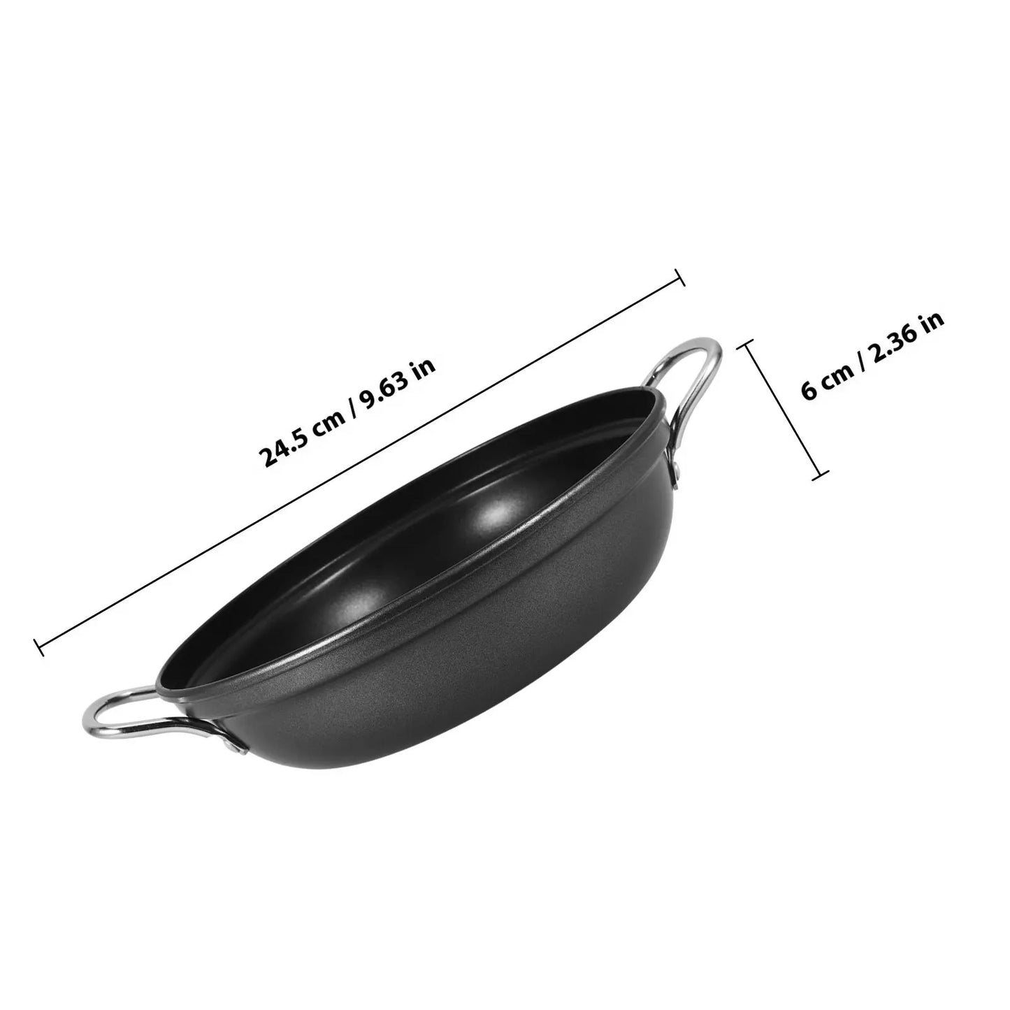 Black Nonstick Wok with Dual Stainless Steel Handles – Ideal for Stir-fries, Fried Rice, Deep-frying, Sauteed Vegetables, Pan-seared Meats, Curries, Seafood and Noodles. Compatible with Gas, Electric and Ceramic Stovetops. Available in Sizes 24cm and 30cm