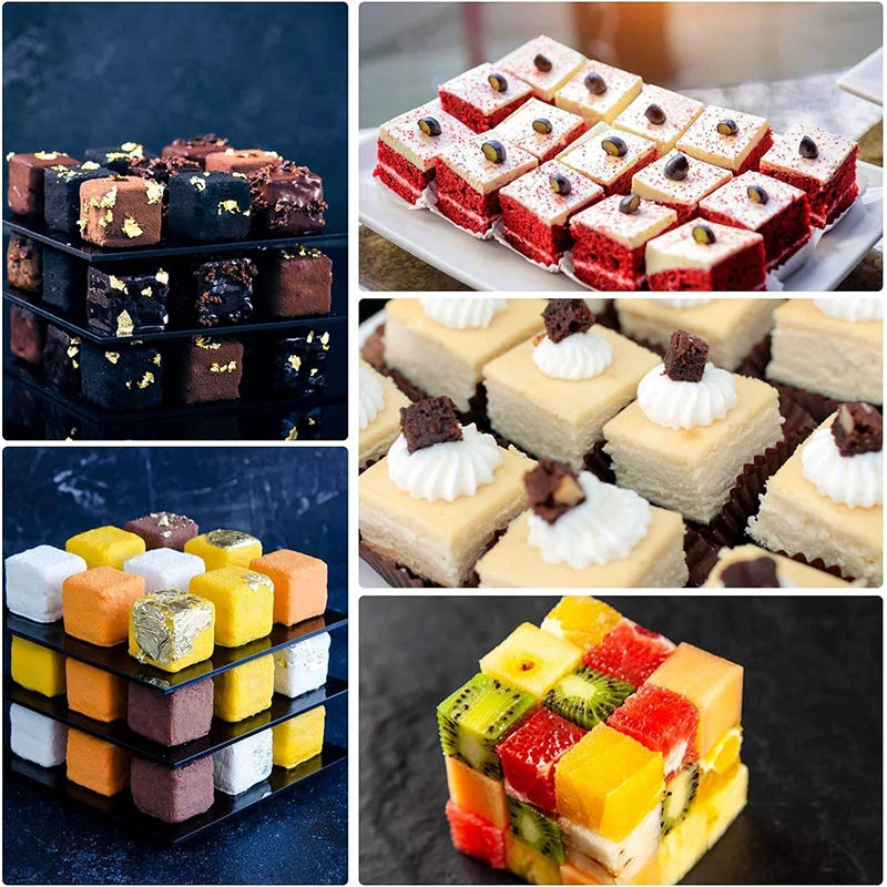 8 Cavity Silicone Cube Cake Mould – 3D Square Mousse & Dessert Mould – Ideal for Brownie Bites, Mousse Cakes & Chocolates