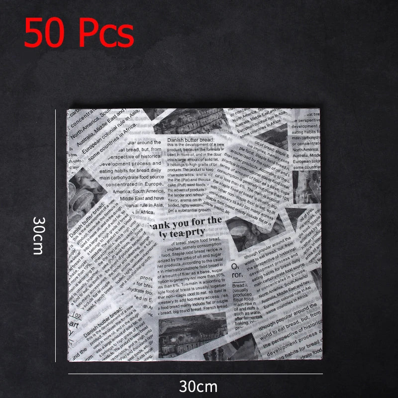 50 Piece Greaseproof Deli Paper Sheets – Non-Stick Sandwich Wrapping & Baking Paper – Perfect for Burgers, Sandwiches, Bread & Pizza – Available in Brown & White