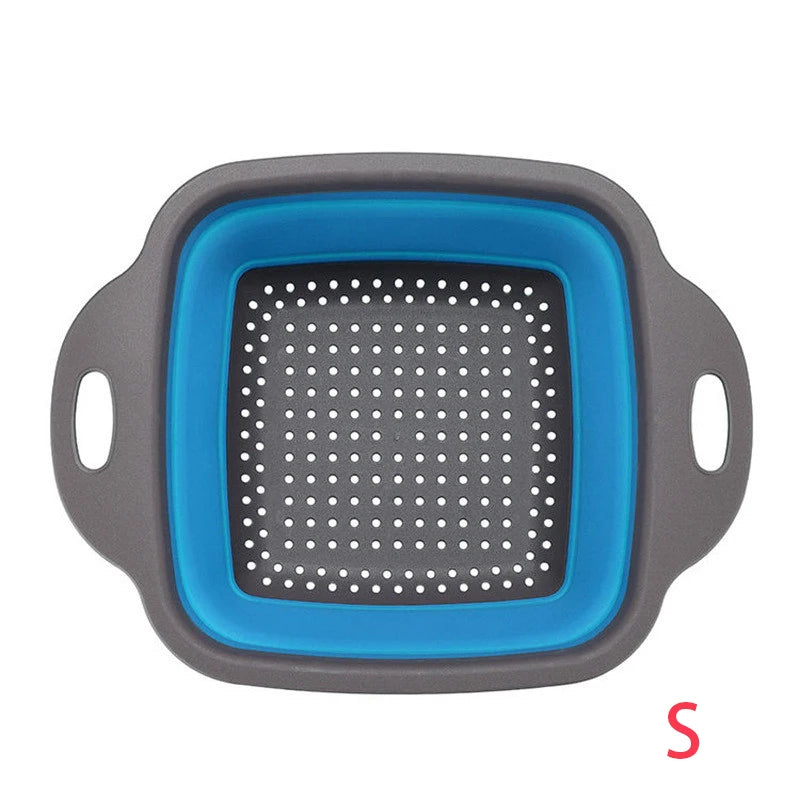 Square Collapsible Silicone Colander – Foldable Food, Fruit & Vegetable Strainer – Great for Draining Pasta & Saving Cupboard Space – Available in Green, Blue, Red & Orange Colours
