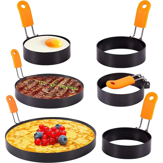 Stainless Steel Egg Ring & Pancake Mould with Silicone Handle – Fried Egg Ring & Griddle Pancake Shaper – Great for Fried Eggs, Pancakes & Crumpets – Available in 9cm, 10cm, 15cm & 20cm