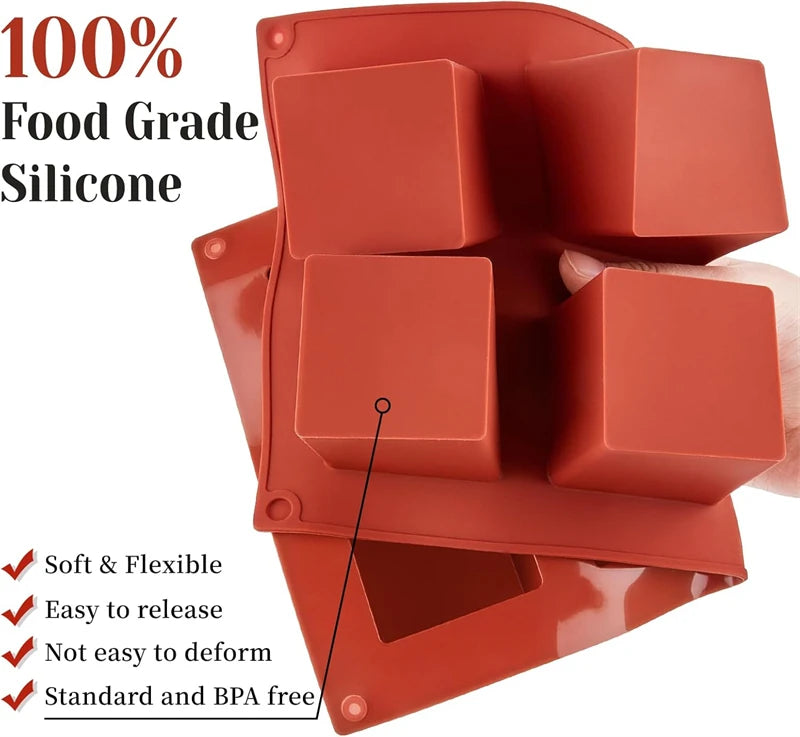 8 Cavity Silicone Cube Cake Mould – 3D Square Mousse & Dessert Mould – Ideal for Brownie Bites, Mousse Cakes & Chocolates