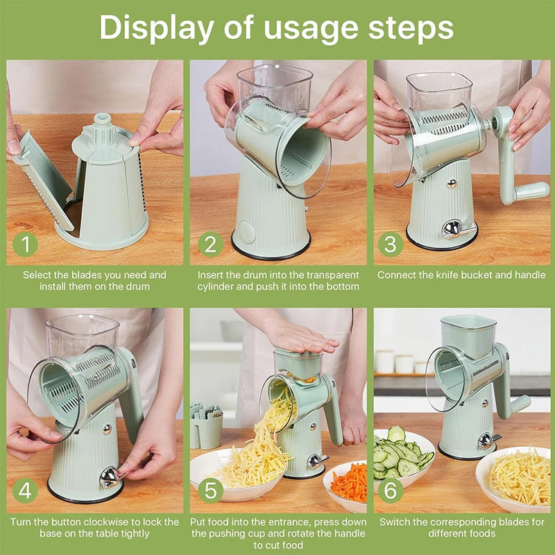 5-in-1 Rotary Cheese Grater & Vegetable Slicer