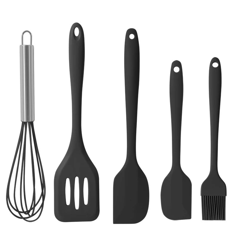 Silicone Kitchen Utensil Set 5-Piece black