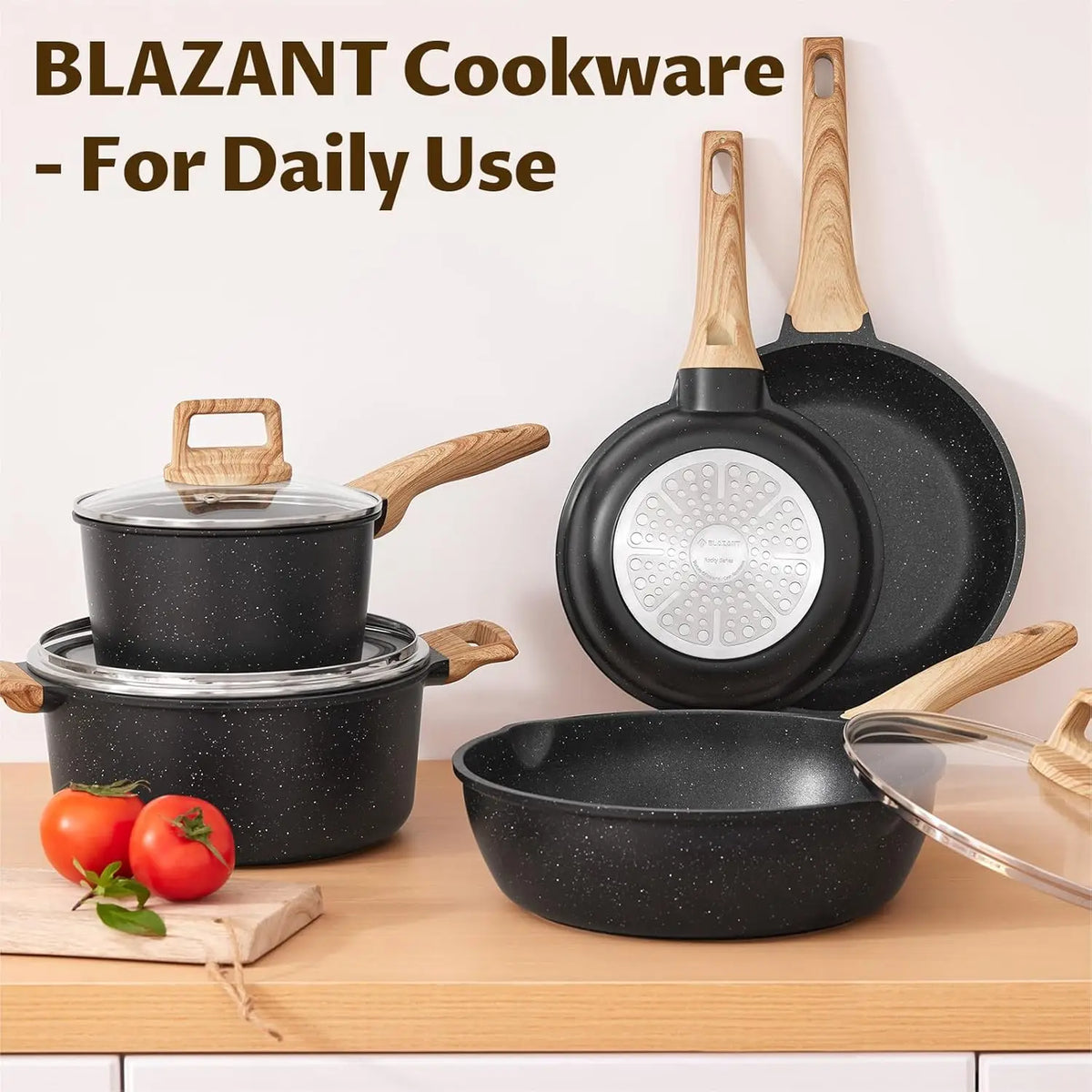 10 Piece Granite Non-Stick Pots & Pans Set – PFAS-Free Induction Cookware with Frying Pans, Sauté Pan, Saucepan & Cooking Pot – Perfect for Everyday Family Cooking