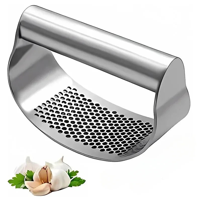 Garlic Rocker Crusher with Curved Blade – Stainless Steel Rolling Garlic & Ginger Mincer – Perfect for Fast, Easy Mincing – Available with All-Steel or Plastic Handle