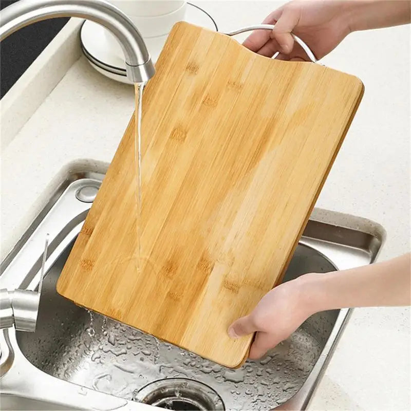 Bamboo Cutting Board with Stainless Steel Handle – Reversible Double-Sided Chopping Board with Hanging Handle – Durable, stylish, Hygienic & Easy-to-Store Multi-Purpose Cutting Board for Daily Food Prep –Available in 5 Sizes