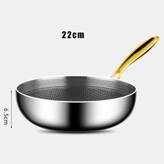 Honeycomb Stainless Steel Frying Pan/Wok – Multi-Use Durable 316 Non-Stick Skillet for Searing, Sautéing, Steaks, Eggs, Stir-Frying & Everyday Meals – Works on All Stovetops