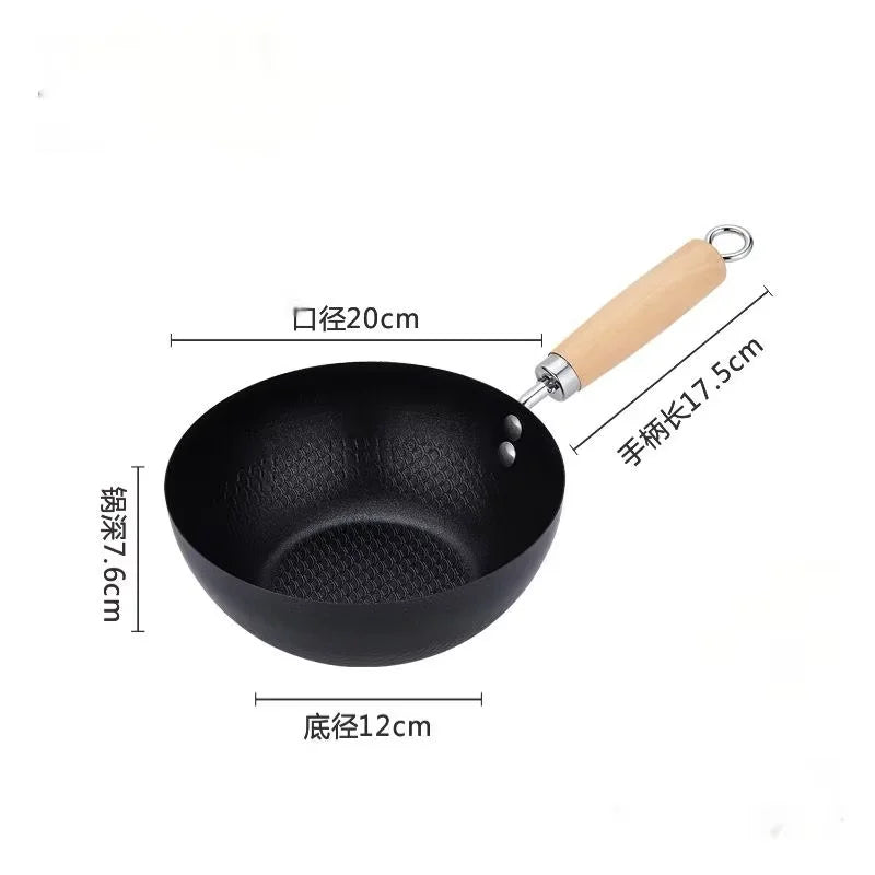 Flat Bottom Iron Wok – Uncoated Stir-Fry Wok for Induction & Gas Hobs, with or without Lid – Perfect for Stir-Fries & Fried Rice – Available in 20cm, 22cm & 28cm
