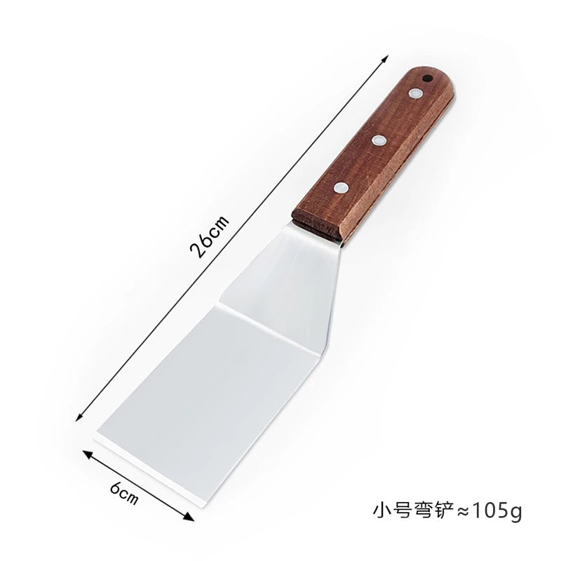 Stainless Steel Griddle Spatula & Grill Scraper with Wooden Handle – Square Head Burger Turner & Pizza Shovel – Perfect for BBQ, Steaks & Pancakes