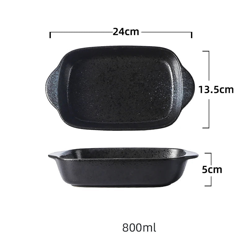 Ceramic Rectangular Baking Tray with Dual Handles – High-Temperature Resistant Porcelain Dish for Baking, Roasting, BBQ, Pasta, Rice, Lasagna, Salads & Daily Meals – Durable, Easy-to-Clean & Even-Heat Design – Oven, Microwave & Dishwasher Safe