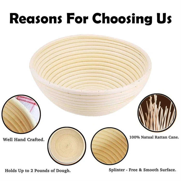 Rattan Bread Proofing Basket with Linen Liner – Round & Oval Banneton for Sourdough – Perfect for Proving Dough & Homemade Bread