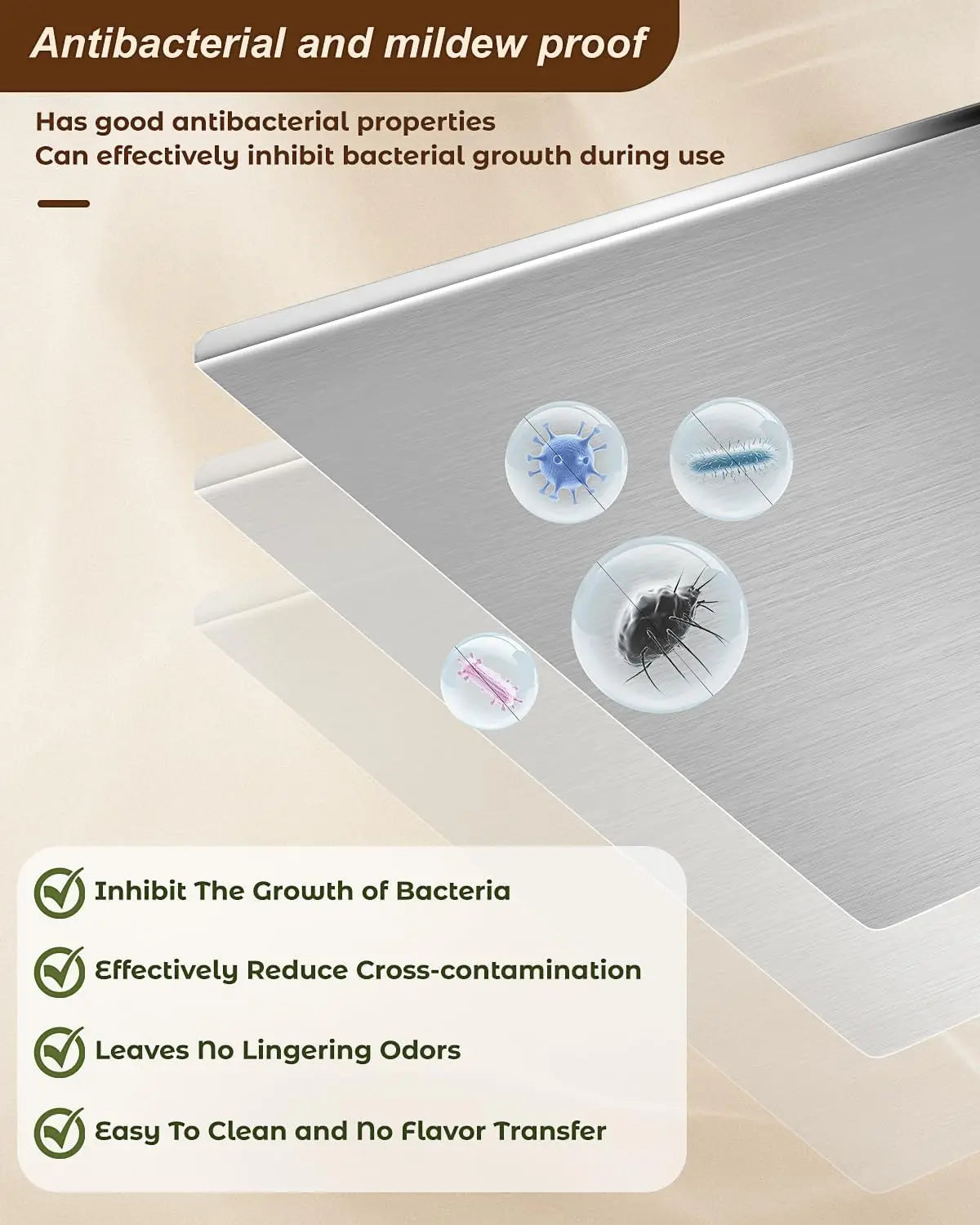 Stainless Steel Chopping Board with Counter Lip – Large Food-Grade Metal Cutting Board with Non-Slip Mat – Ideal for Meat, Veg, Bread & Dough – Available in 50 x 40cm & 70 x 58cm