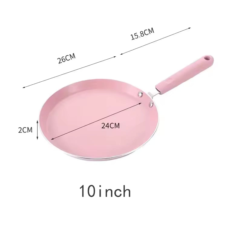 Pink Non-Stick Flat Pan – Ideal for Flatbreads, Crepes, Pancakes, Tortillas, Eggs, Omelettes, Parathas, Roti, French Toast, Wraps, Tawa-Fried Fish, Quesadillas & Dosa – Available in 6 inches,8 inches,10 inches Sizes