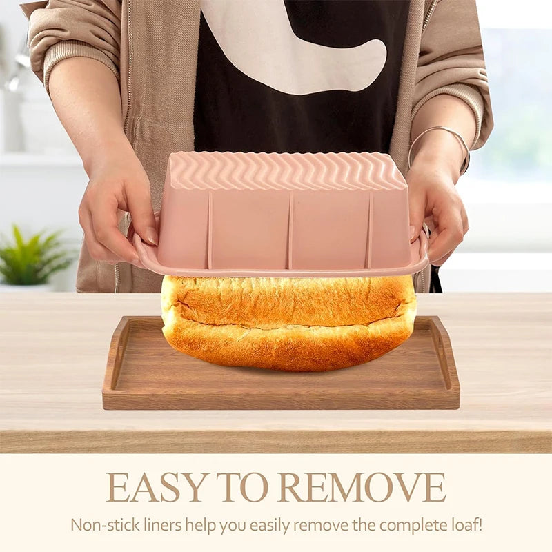 Non-Stick Silicone Loaf Pan – Easy Release Bread Mould & Baking Tin – Perfect for Bread, Meatloaf, Banana Bread & Cakes – Available in Grey, Pink & Blue Colours