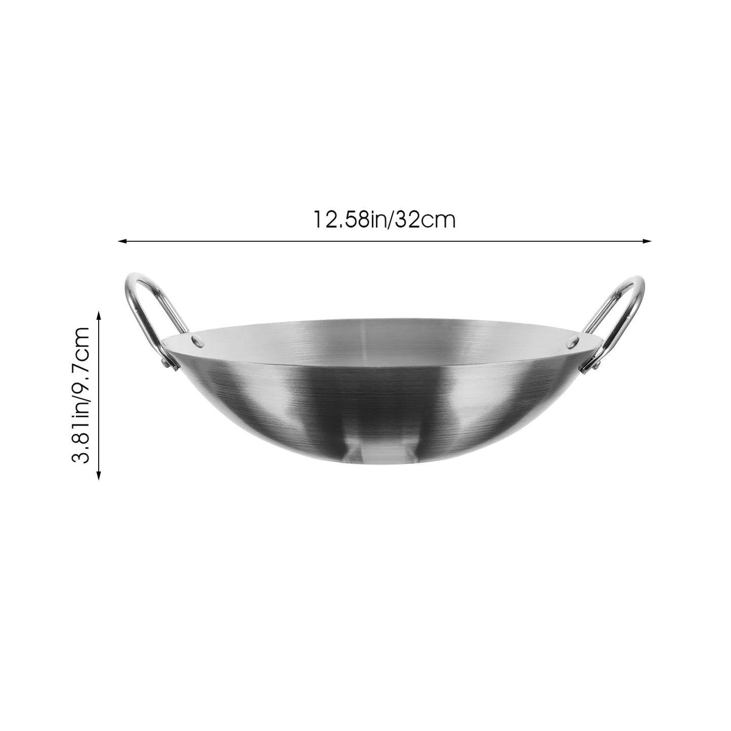Stainless Steel Wok with Dual Handles – Uncoated Heavy-Duty Thick Durable Chef’s Cooking Wok Pan – Perfect for Stir-Frying, Deep-Frying, Steaming, Boiling, Searing, Smoking & More – Available in 30cm, 32cm