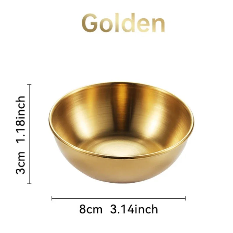 Golden Stainless Steel Bowl Dipping Sauce Condiments Set – 2pcs/4pcs Appetizer & Seasoning Plates for Dips, Condiments & Kitchen Serving