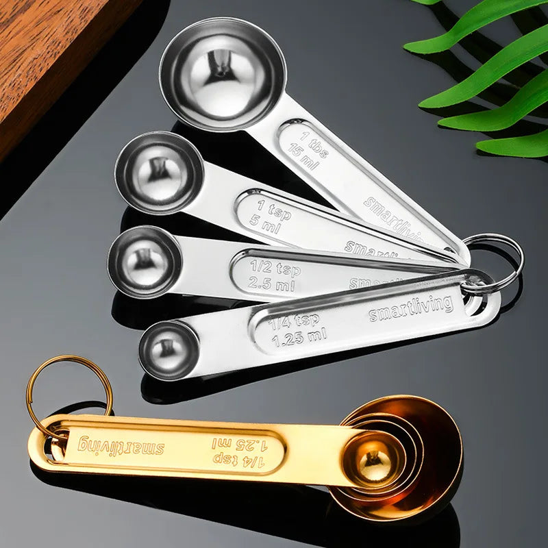 8 Piece Gold Measuring Cups And Spoons Set Stainless Steel