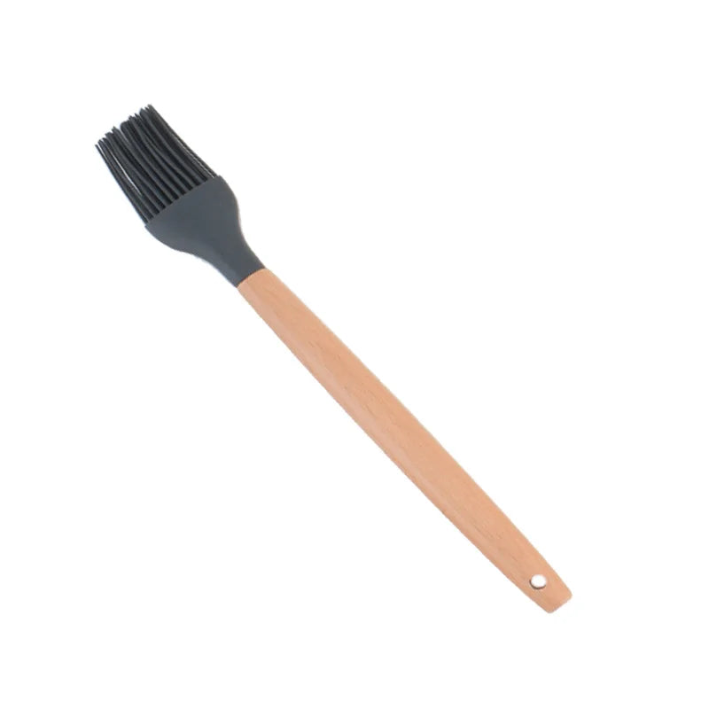 Heat Resistant Silicone Cooking Utensil with Wooden Handle – Up to 230°C Turner, Tongs, Spatula, Spoon, Brush & Whisk – Ideal for Nonstick Cookware Style 21