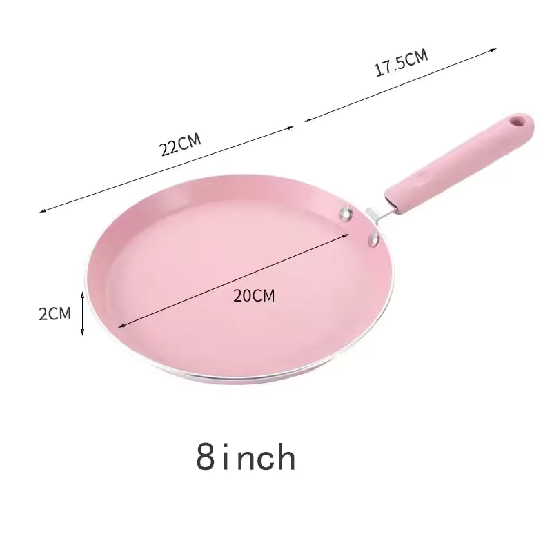 Pink Non-Stick Flat Pan – Ideal for Flatbreads, Crepes, Pancakes, Tortillas, Eggs, Omelettes, Parathas, Roti, French Toast, Wraps, Tawa-Fried Fish, Quesadillas & Dosa – Available in 6 inches,8 inches,10 inches Sizes