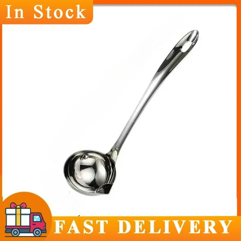 Oil Strainer Spoon – 201 Stainless Steel Fat Skimming Ladle for Clear Soups & Gravy – Best for Stocks, Hot Pot & Yoghurt (28cm) Filter Oil Spoon
