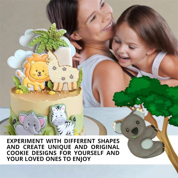 12 Piece Stainless Steel Animal Cookie Cutter Set with Storage Box – Safari Animal Biscuit Cutters – Perfect for Kids Baking & Fondant