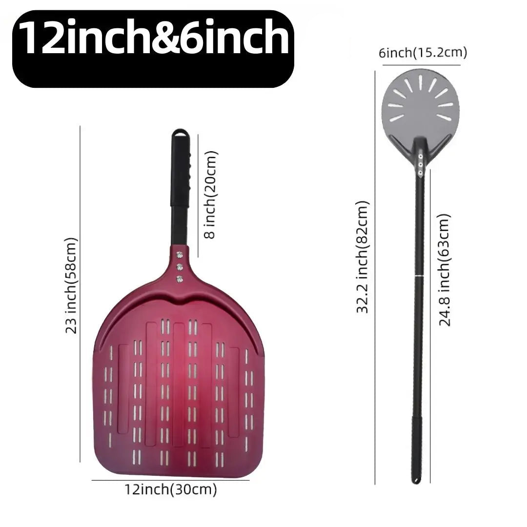 Aluminium Pizza Peel & Turning Paddle 12" & 6" Pizza Peel & Turning Paddle Set — Red v2