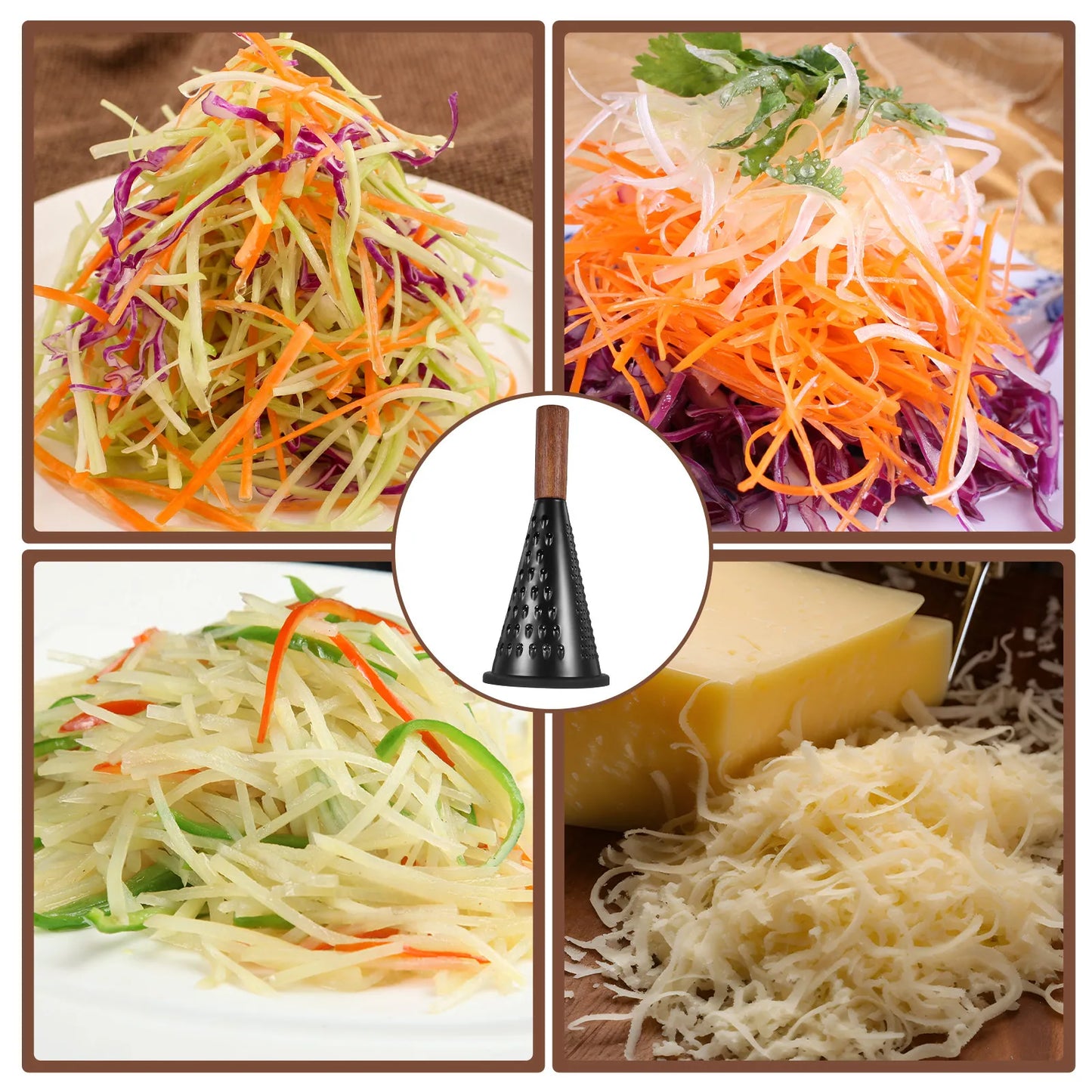 Stainless Steel Conical Grater with Wooden Handle