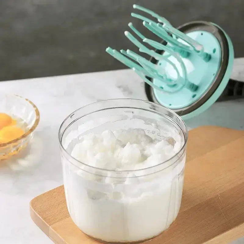 Semi-Automatic Silicone Egg Beater – Hand-Crank Whisk & Cream Mixer with Anti-Slip Base – Ideal for Eggs, Cream & Cake Batter – Available in Blue & Green Colours
