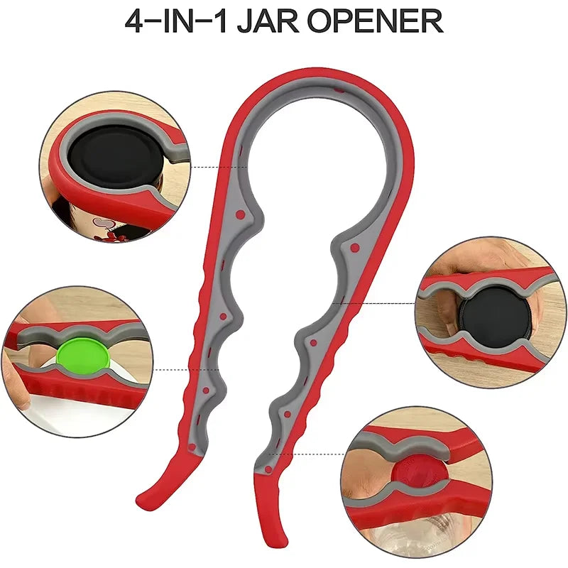 2 Piece 5 in 1 Jar & Bottle Opener Set – Multi-Function Can Opener for Weak Hands – Ideal for Seniors & Anyone with Grip Difficulties