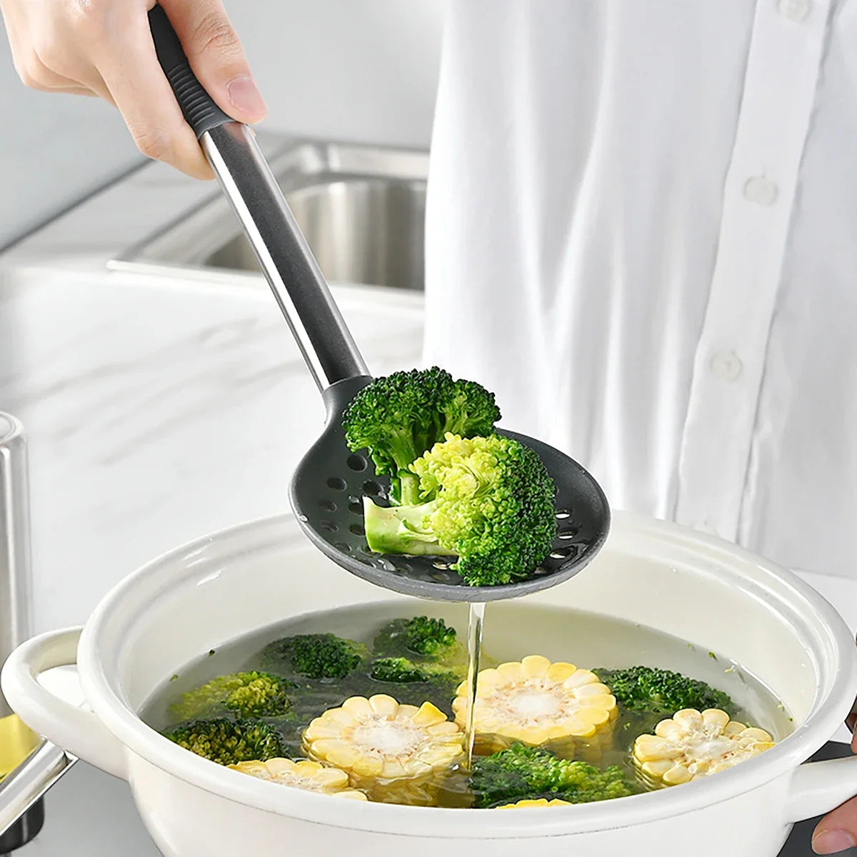 Food-Grade 12-Piece Silicone & Stainless Steel Kitchen Utensils Set with 360° Rotating Storage Holder– Heat-Resistant Cooking & Baking Utensils