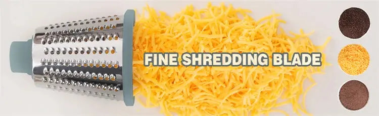 3 in 1 Rotary Cheese Grater – Easy-to-Swap Stainless Steel Interchangeable Rotating Drum Blades for Effortless Slicing, Shredding, and Grating (Available in Grey, White, and Red Colours)