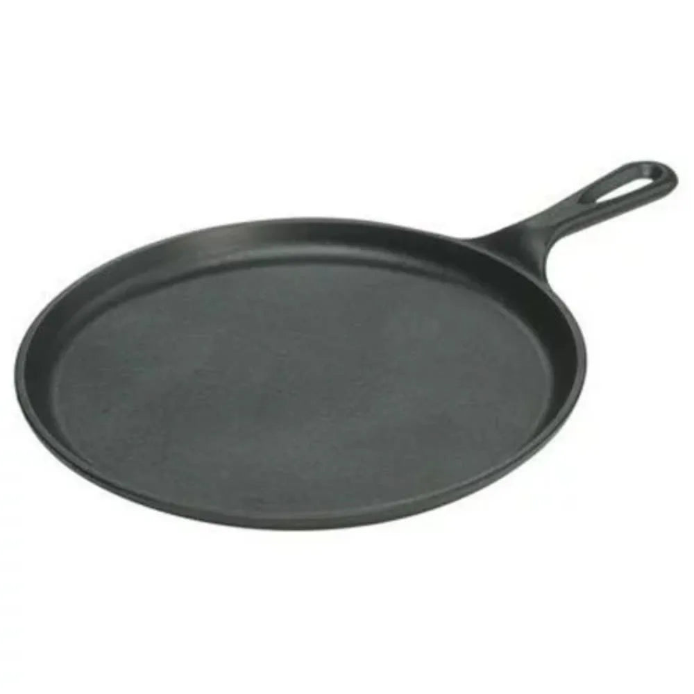 Pre-Seasoned Cast Iron Round Griddle Pan – Flat Pancake Plate for Stove, Oven, Grill & Campfire – Best for Pancakes, Flatbreads & Camp Breakfasts