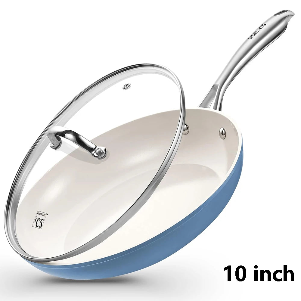Ceramic Non-Stick Frying Pan 10inch Blue lid