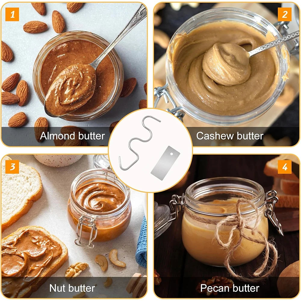 Stainless Steel Peanut Butter Mixer with Scraper – Nut Butter Stirrer & Jam Stirring Tool – Ideal for Mixing Natural Nut Butters in the Jar