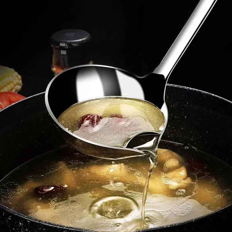 Oil Strainer Spoon – 201 Stainless Steel Fat Skimming Ladle for Clear Soups & Gravy – Best for Stocks, Hot Pot & Yoghurt (28cm)