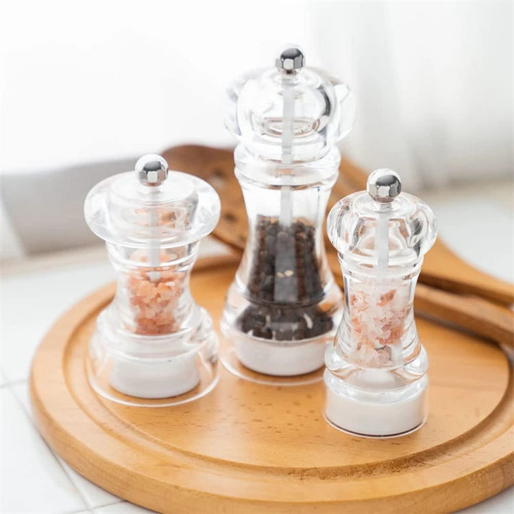 Clear Acrylic Salt & Pepper Grinder Mill with Adjustable Ceramic Coarseness – Refillable Sea Salt & Pepper Mill – Great for Sea Salt & Peppercorns – Available in 4, 5, 6 & 8 Inch