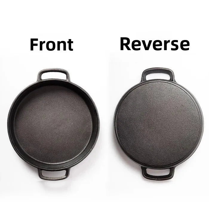 Cast Iron Flat Bottom Pan with Double Handles