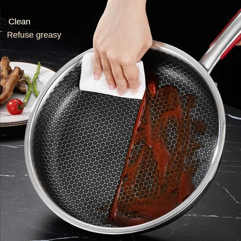 316 Stainless Steel Honeycomb Frying Pan